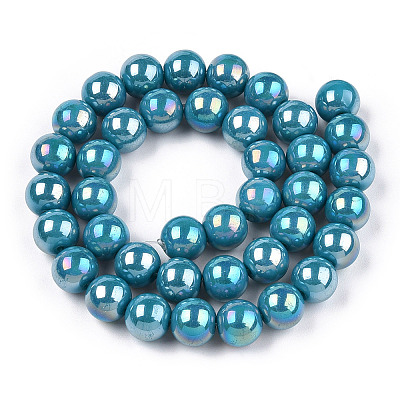 Electroplate Opaque Glass Beads Strands GLAA-T032-P6mm-AB13-1