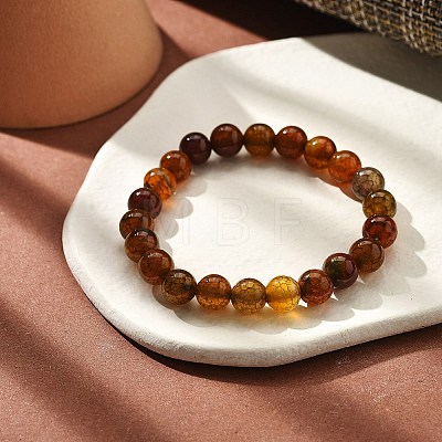 Natural Dragon Veins Agate Beaded Stretch Bracelets for Women Men BJEW-F483-01-1