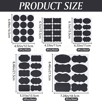 CRASPIRE 35 Sheets 5 Styles PVC Chalkboard Labels Blank Stickers STIC-CP0001-19-1