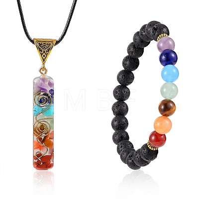 Energy Yoga Chakra Jewelry Set for Girl Women AJEW-SZ0002-12A-1