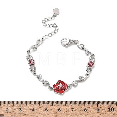 Brass Micro Pave Clear Cubic Zirconia Link Chain Bracelets for Women BJEW-C156-05P-1