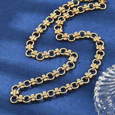 304 Stainless Steel Ring Link Chain Necklaces NJEW-H072-02A-G-1