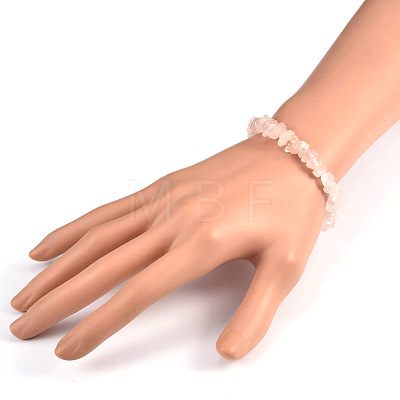 Chips Natural Rose Quartz Beaded Stretch Bracelets X-BJEW-JB01826-02-1