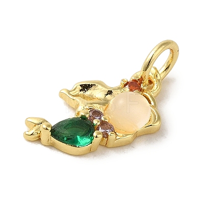 Brass Micro Pave Colorful Cubic Zirconia Glass Pendants X-KK-R162-026G-G-1
