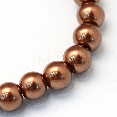 Baking Painted Pearlized Glass Pearl Round Bead Strands HY-Q330-8mm-30-1