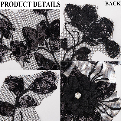 3D Flower Polyester Embroidery Sew on Appliques PATC-WH0012-33A-1