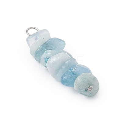 3Pcs Natural Aquamarine & Flower Amazonite & Synthetic Stone Chip Beaded Constellation Pendants PALLOY-JF03043-11-1