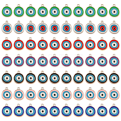 70Pcs 7 Colors CCB Plastic Enamel Pendants CCB-DC0001-04-1