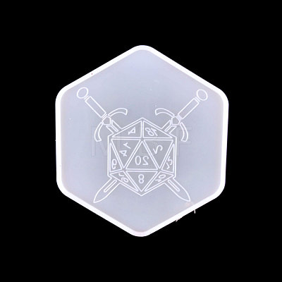 Hexagon Shape with Sword Pattern Dice Box Molds Food Grade Silicone Molds SIMO-PW0001-304I-01-1