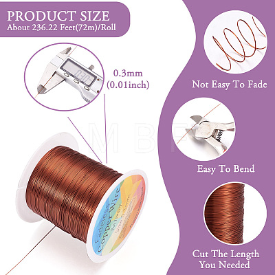 Round Copper Wire Copper Beading Wire for Jewelry Making YS-TAC0004-0.3mm-05-1