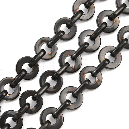 201 Stainless Steel Flat Round Link Chains Chains CHS-F024-08EB-1