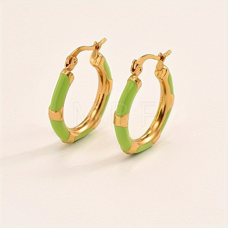 201 Stainless Steel Enamel Earrings Hoop Earrings LP9659-1-1