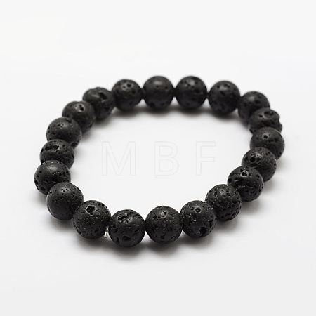 Natural Lava Rock Round Beads Stretch Bracelets BJEW-G550-07-10mm-1
