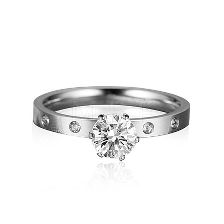 201 Stainless Steel Rhinestone Finger Rings for Women FS-WGA8964-10-1