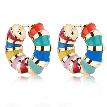 Enamel Striped Thick Hoop Earrings JE1110A-1