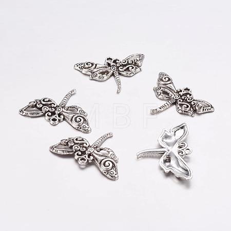Tibetan Style Alloy Dragonfly Pendants X-TIBEP-3799-AS-LF-1