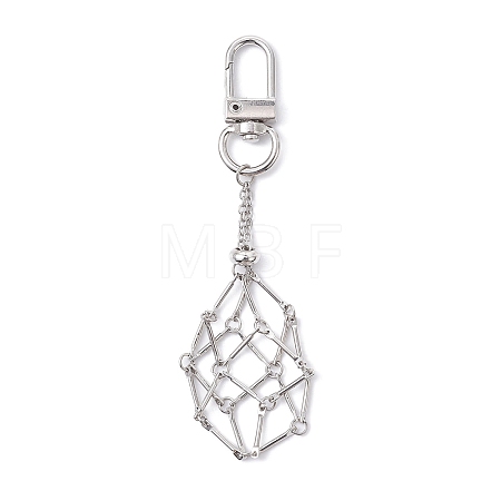 Brass Macrame Pouch Empty Stone Holder Pendant Decoration KK-CJ1B98-P-1