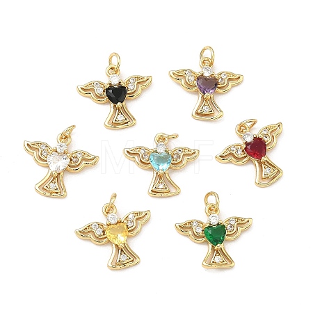 Brass Micro Pave Cubic Zirconia Pendants KK-A291-03G-1