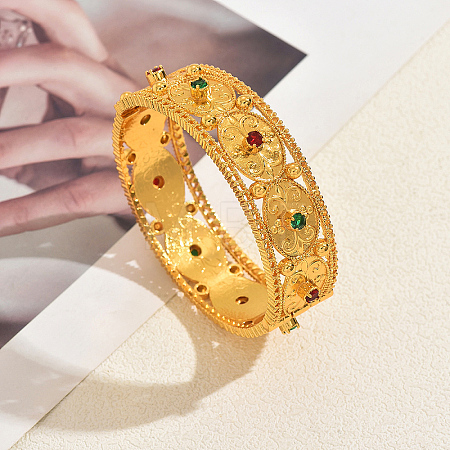 Vintage Brass Micro Pave Cubic Zirconia Filigree Bangles MT8136-3-1