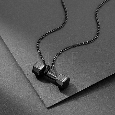 Dumbbell 304 Stainless Steel Pendant Necklaces FS-WGFA125-01-1