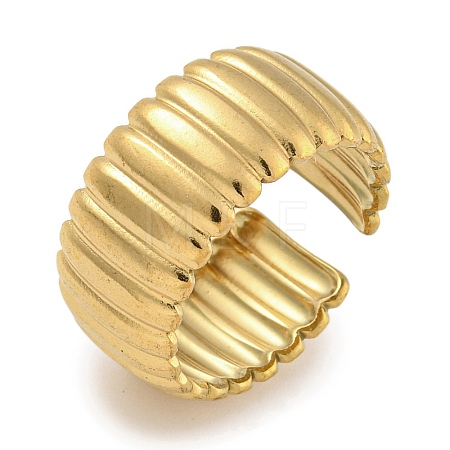 304 Stainless Steel Open Cuff Ring for Women X-RJEW-U014-05G-1