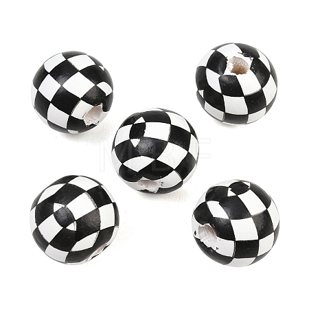 Printed Wood European Beads WOOD-G029-04-1