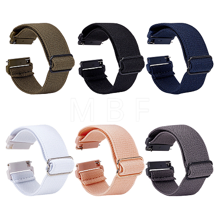 6Pcs 6 Colors Nylon Watch Bands AJEW-OC0015-64-1