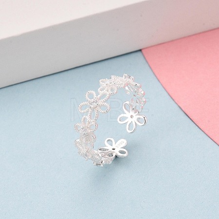 925 Sterling Silver Micro Pave Clear Cubic Zirconia Open Cuff Rings for Women STER-N016-151S-1