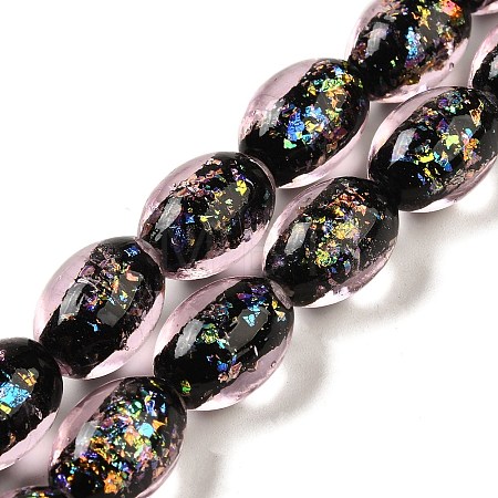Handmade Dichroic Foil Glass Beads Strands DICH-U001-12E-1