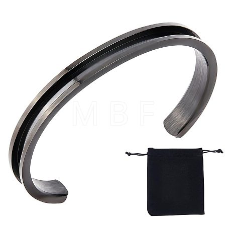 1Pc 304 Stainless Steel Grooved Bangles FIND-UN0043-39EB-1