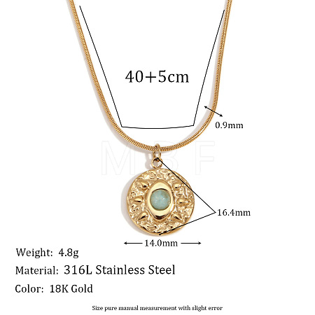 316L Surgical Stainless Steel with Natural Amazonite Pendant Necklaces WGEA815-05-1