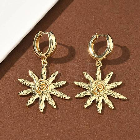 Sun Brass Hoop Earrings EJEW-C181-11G-1