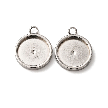 201 Stainless Steel Pendant Cabochon Settings STAS-D379-04D-P-1