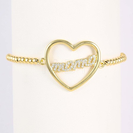Mother's Day Brass Micro Pave Clear Cubic Zirconia Link Bracelets WG036C8-02-1