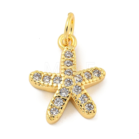 Rack Plating Brass Micro Pave Clear Cubic Zirconia Pendants KK-B093-02H-G-1