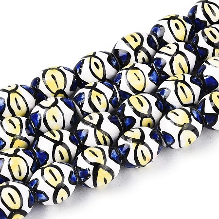 Handmade Porcelain Ceramic Beads Strands PORC-T135-07C-1