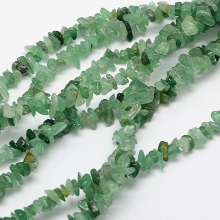 Chips Natural Green Aventurine Beads Strands G-N0164-31-1