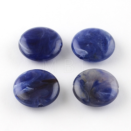Flat Round Imitation Gemstone Acrylic Beads OACR-R051-09-1