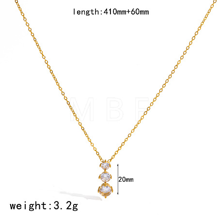 304 Stainless Steel Pave Clear Cubic Zirconia Pendant Necklaces for Women WGBFE42-03-1