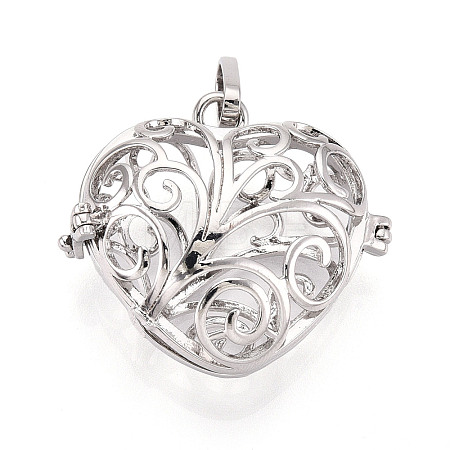Rack Plating Brass Cage Pendants KK-Q402-08P-1