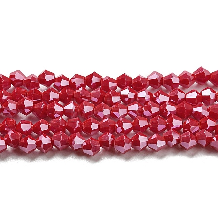 Opaque Solid Color Electroplate Glass Beads Strands EGLA-A039-P4mm-A02-1