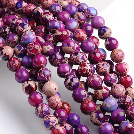Dyed & Heated Natural Imperial Jasper Round Bead Strands X-G-M274-03-6mm-1