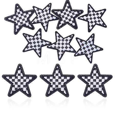 8Pcs Star with Lattice Computerized Embroidery Polyester Iron on/Sew on Patches PATC-TA0001-49C-1