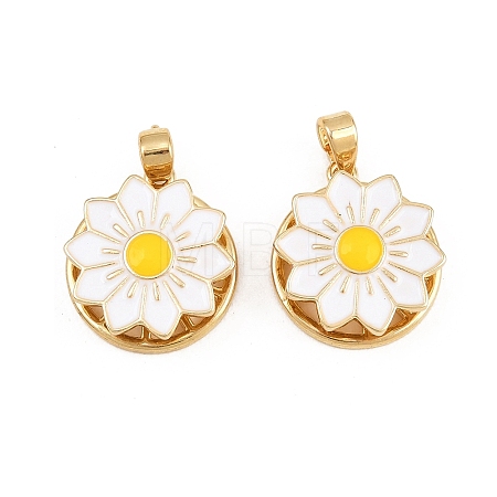 Rotatable Brass Enamel Pendants KK-P320-04A-G-1