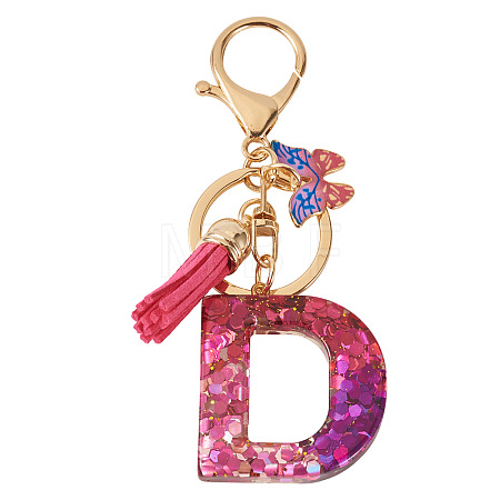 Alloy Resin Butterfly Keychains KEYC-TADJ0002-02G-D-1