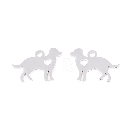 Non-Tarnish 304 Stainless Steel Puppy Silhouette Charms STAS-Q201-T086-1