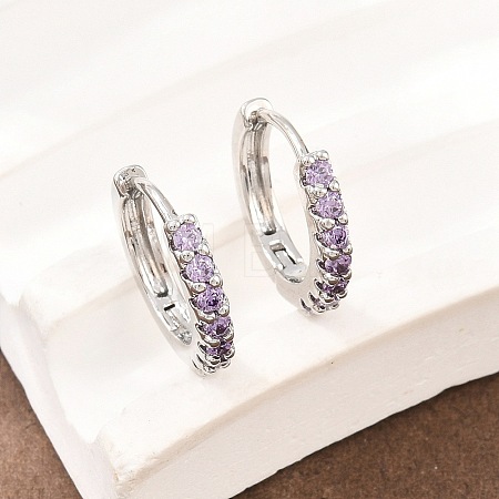 Brass Micro Pave Cubic Zirconia Hoop Earrings KK-Z166-14P-01-1