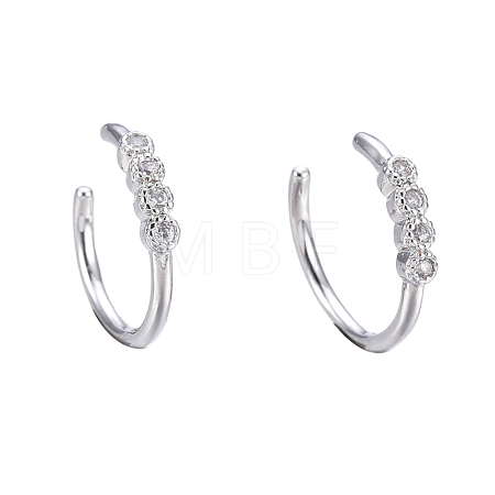 Brass Micro Pave Clear Cubic Zirconia Cuff Earrings EJEW-I249-13P-1