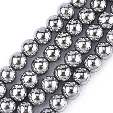 Non-magnetic Synthetic Hematite Beads Strands G-S096-10mm-3-1