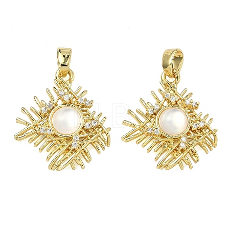 Brass Micro Pave Clear Cubic Zirconia Pendants KK-A294-09G-1